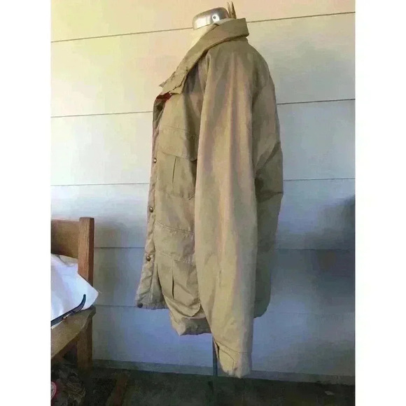 Woolrich Men's Large Field Coat/ Khaki 33801 red‎ plaid wool jacket outdoorsman - Picture 4 of 9